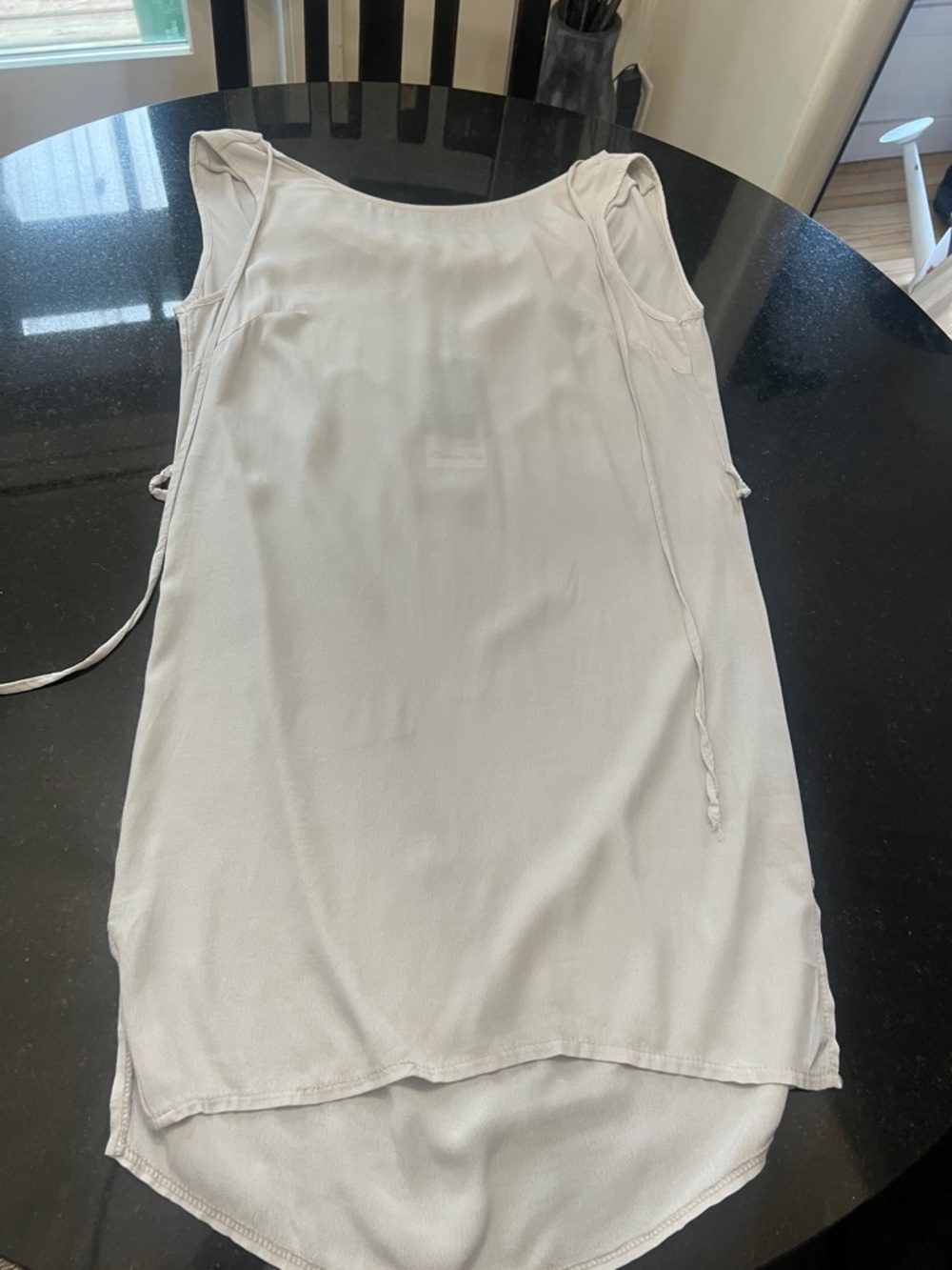 Sleeveless Light Cream High-Low Shift Dress with Side Tie